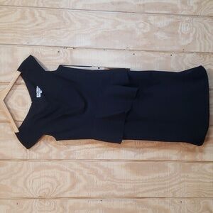 Park108 NY NEW Black Crepe Cap Sleeve Peplum Shift Dress Size 8 M204